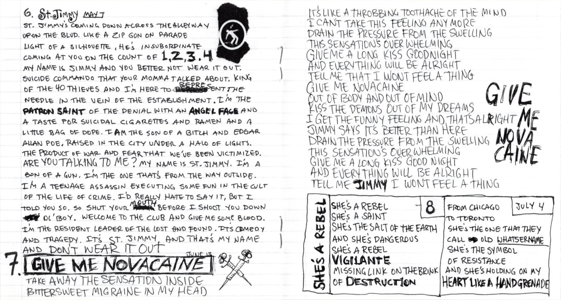 american idiot by green day booklet pages 9 and 10